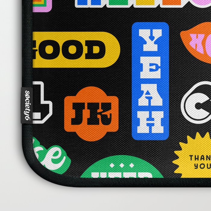 Fun retro quote sticker pattern Laptop Sleeve Gallery Image 3