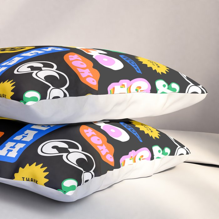 Fun retro quote sticker pattern Pillow Sham Gallery Image 3
