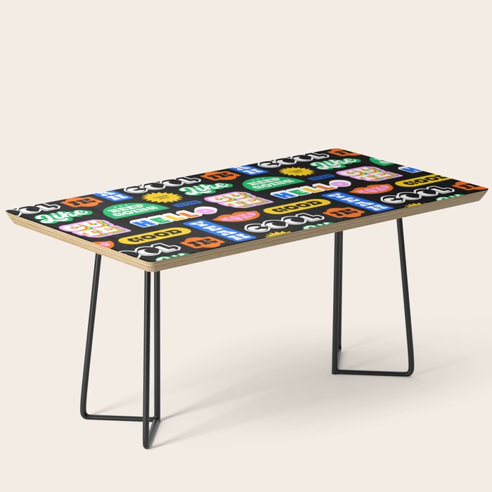 Fun retro quote sticker pattern Coffee Table Gallery Image 1