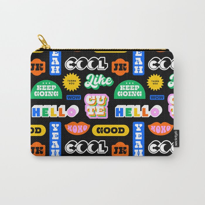 Fun retro quote sticker pattern Carry All Pouch Gallery Image 1