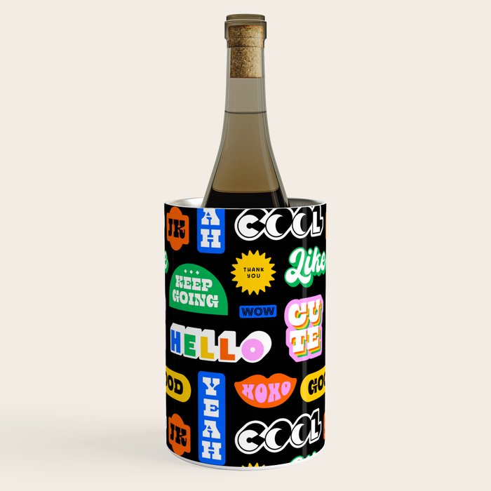 Fun retro quote sticker pattern Wine Chiller Gallery Image 3