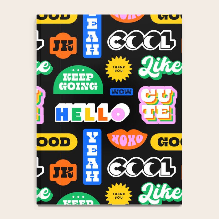 Fun retro quote sticker pattern Notebook Gallery Image 4