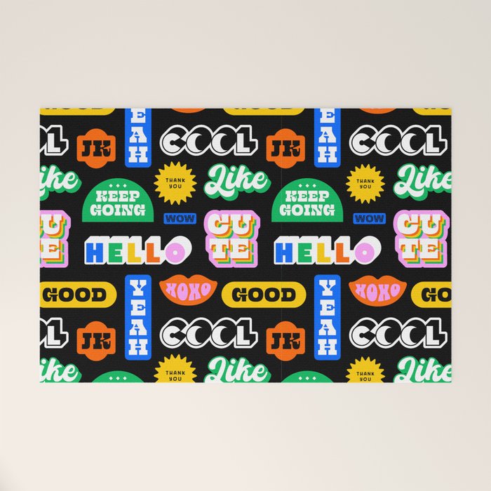 Fun retro quote sticker pattern Welcome Mat Gallery Image 1