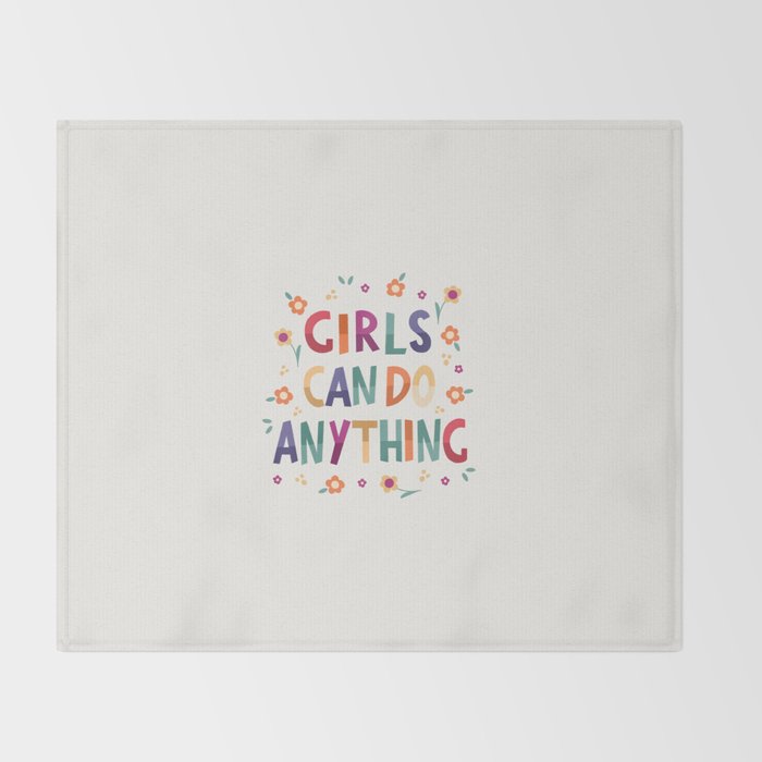 Girls can do anything  Throw Blanket Gallery Image 2
