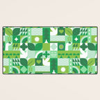 Green eco friendly geometric mosaic art pattern Desk Mat Gallery Image 3