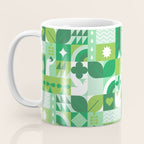 Green eco friendly geometric mosaic art pattern Coffee Mug Gallery Image 3