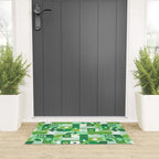 Green eco friendly geometric mosaic art pattern Welcome Mat Gallery Image 3