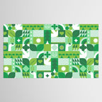 Green eco friendly geometric mosaic art pattern Tablecloth Gallery Image 2