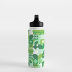 Green eco friendly geometric mosaic art pattern Water Bottle Gallery Image 3