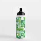 Green eco friendly geometric mosaic art pattern Water Bottle Gallery Image 2