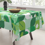 Green eco friendly geometric mosaic art pattern Tablecloth Gallery Image 3