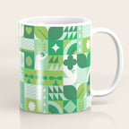 Green eco friendly geometric mosaic art pattern Coffee Mug Gallery Image 1