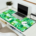 Green eco friendly geometric mosaic art pattern Desk Mat Gallery Image 2