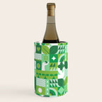 Green eco friendly geometric mosaic art pattern Wine Chiller Gallery Image 3