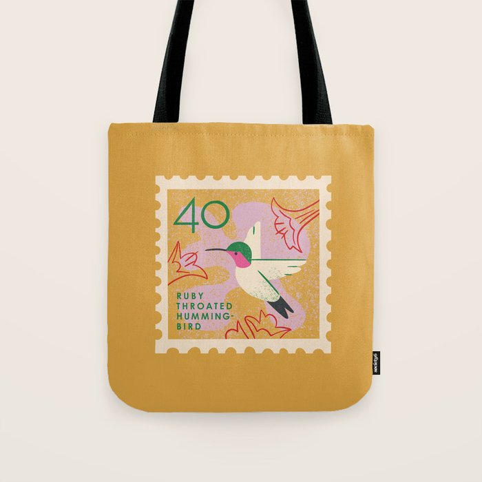 Hummingbird Postage Stamp Tote Bag Gallery Image 1