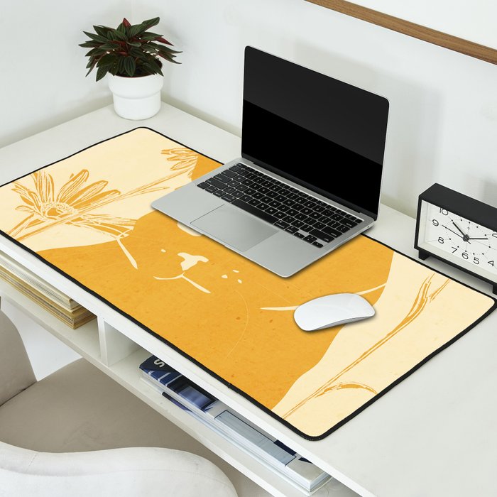 Minimalist Yellow Cat Desk Mat Gallery Image 2
