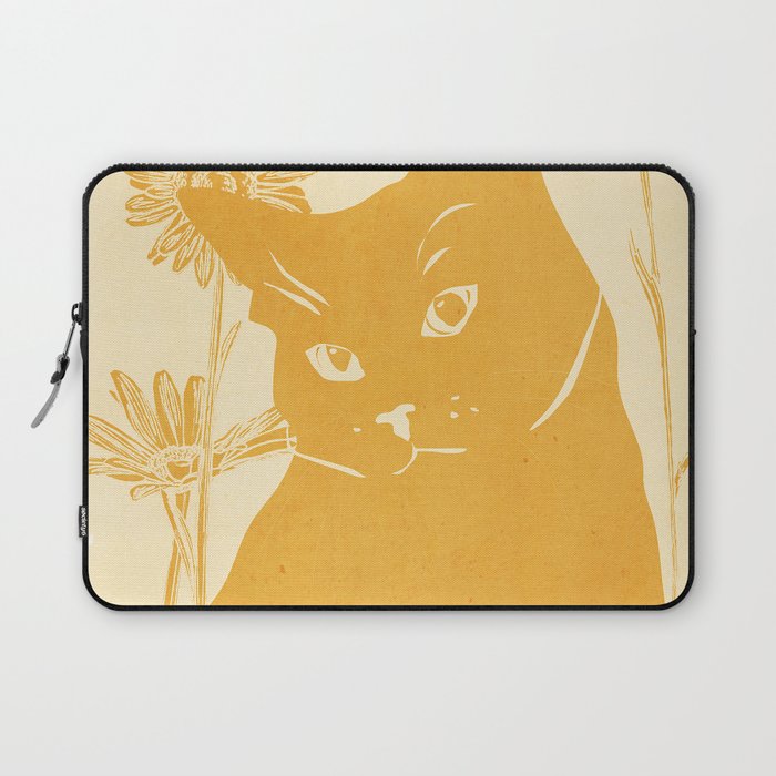 Minimalist Yellow Cat Laptop Sleeve Gallery Image 1