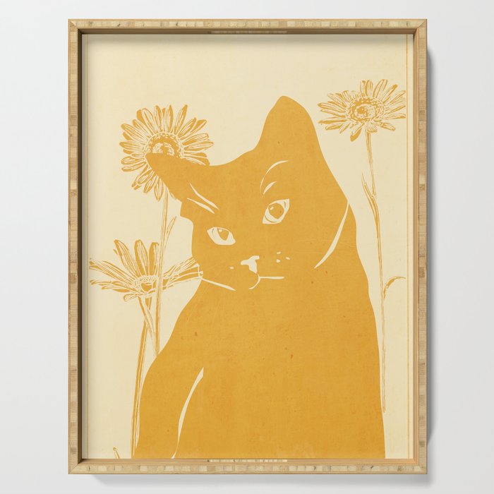 Minimalist Yellow Cat Serving Tray Gallery Image 1