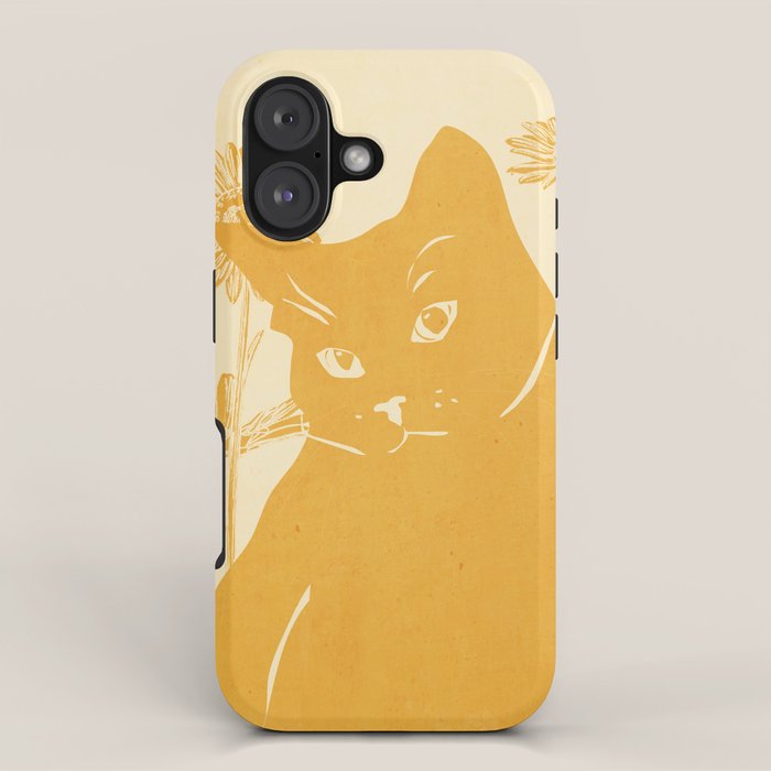 Minimalist Yellow Cat iPhone Case Gallery Image 1
