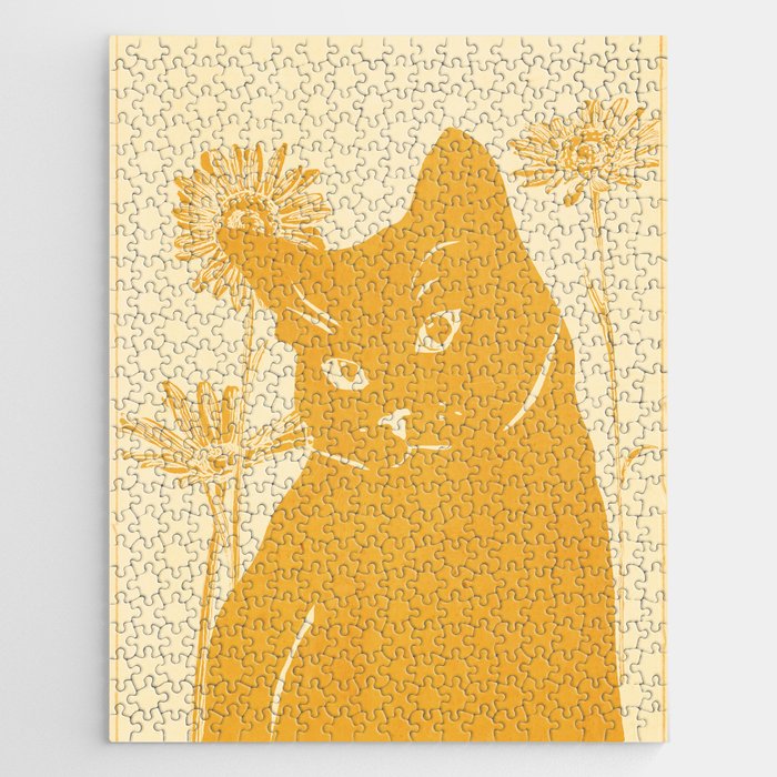 Minimalist Yellow Cat Jigsaw Puzzle Gallery Image 1