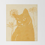Minimalist Yellow Cat Throw Blanket Gallery Image 2