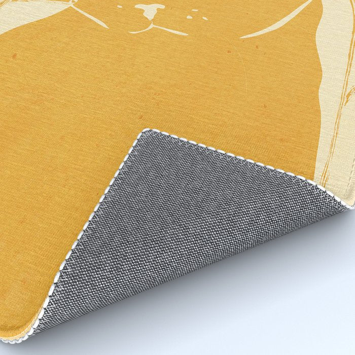 Minimalist Yellow Cat Rug Gallery Image 4