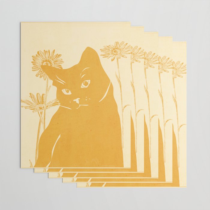 Minimalist Yellow Cat Wrapping Paper Gallery Image 3