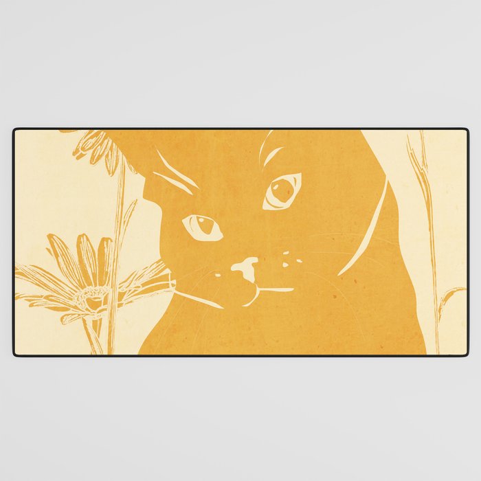 Minimalist Yellow Cat Desk Mat Gallery Image 3