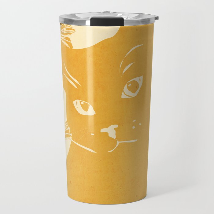 Minimalist Yellow Cat Travel Mug Gallery Image 1