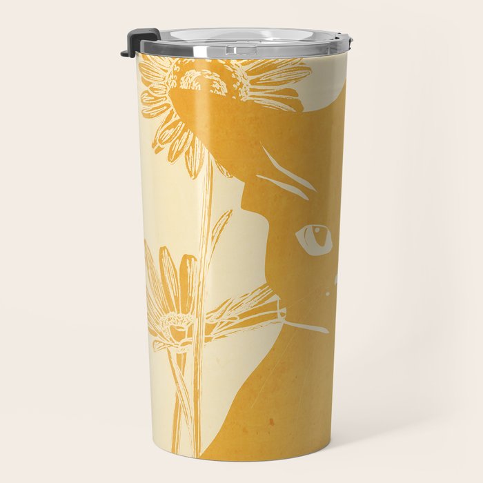 Minimalist Yellow Cat Travel Mug Gallery Image 3