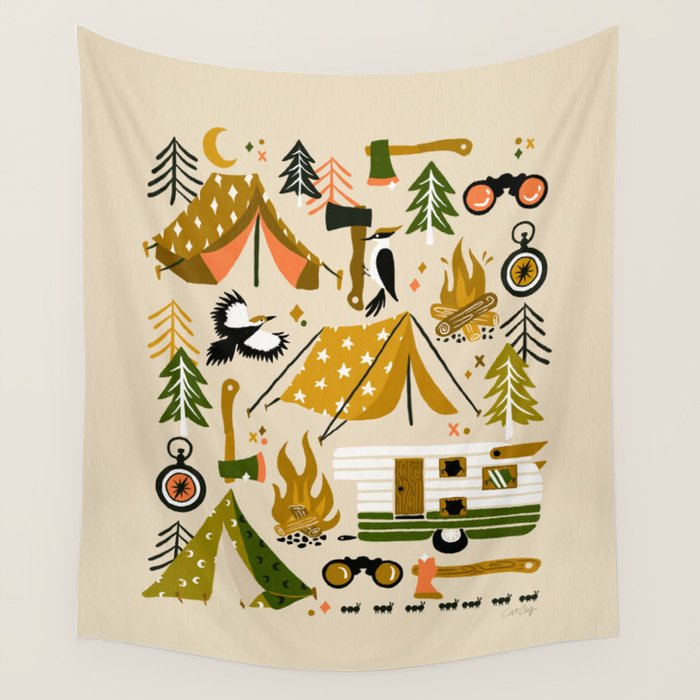 Camping Kit - Olive Palette Wall Tapestry Gallery Image 1