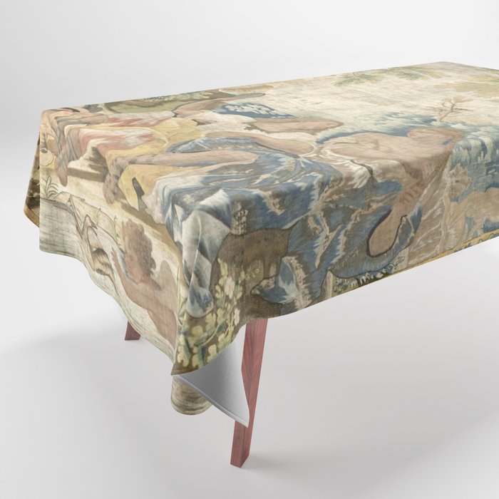 Antique 17th Century Romantic Warrior Italian Tapestry Tablecloth Gallery Image 1