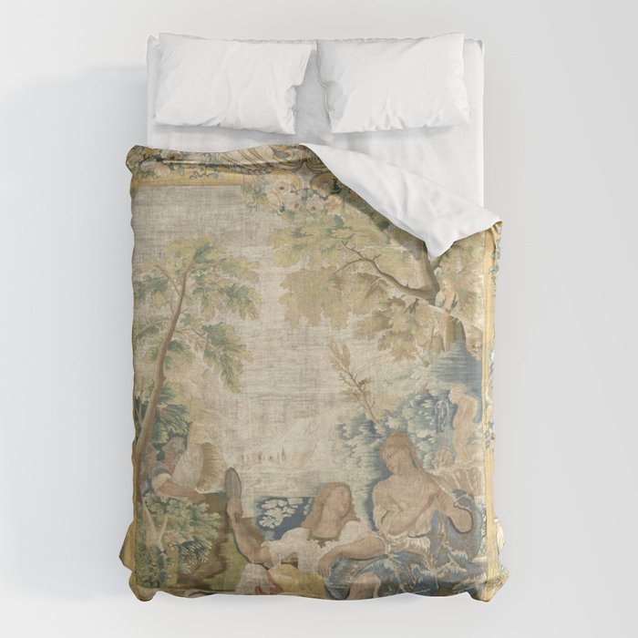 Antique 17th Century Romantic Warrior Italian Tapestry Duvet Cover Gallery Image 1