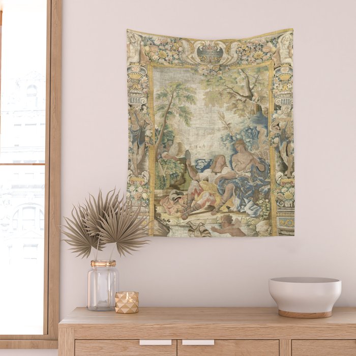 Antique 17th Century Romantic Warrior Italian Tapestry Wall Tapestry Gallery Image 2
