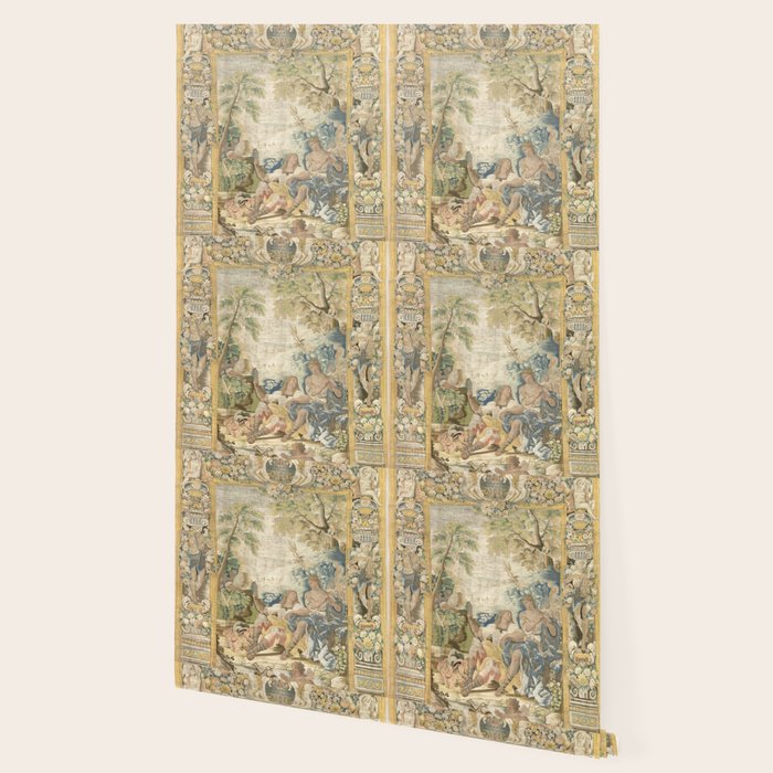 Antique 17th Century Romantic Warrior Italian Tapestry Wallpaper Gallery Image 2