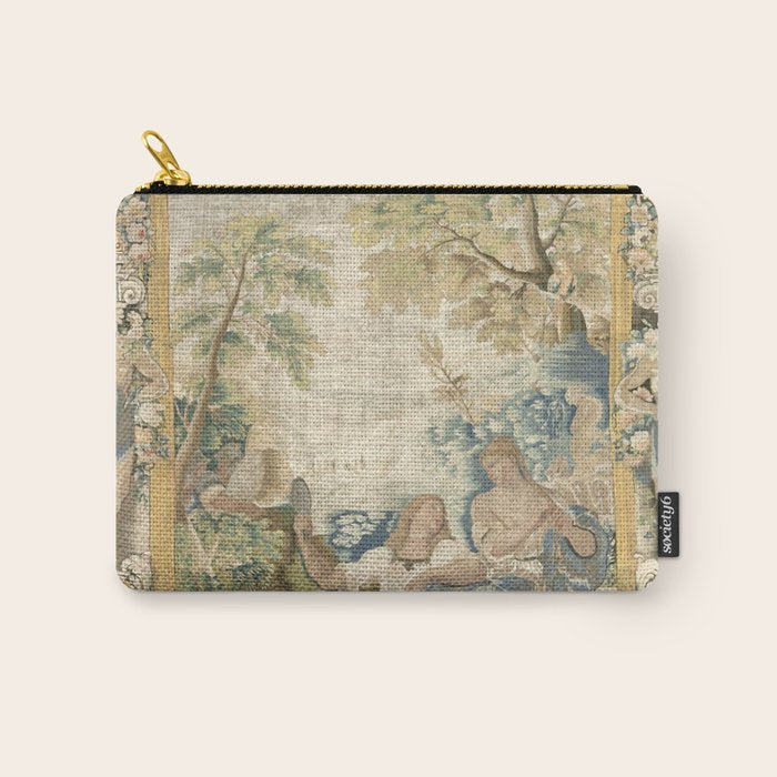 Antique 17th Century Romantic Warrior Italian Tapestry Carry All Pouch Gallery Image 1