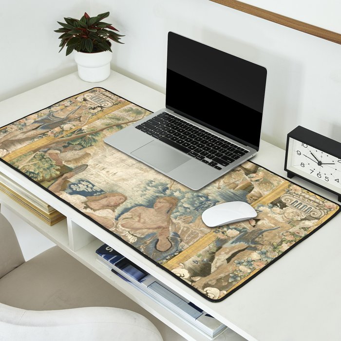 Antique 17th Century Romantic Warrior Italian Tapestry Desk Mat Gallery Image 2