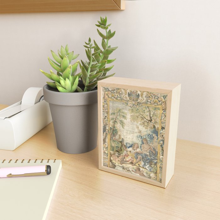 Antique 17th Century Romantic Warrior Italian Tapestry Mini Art Print Gallery Image 2