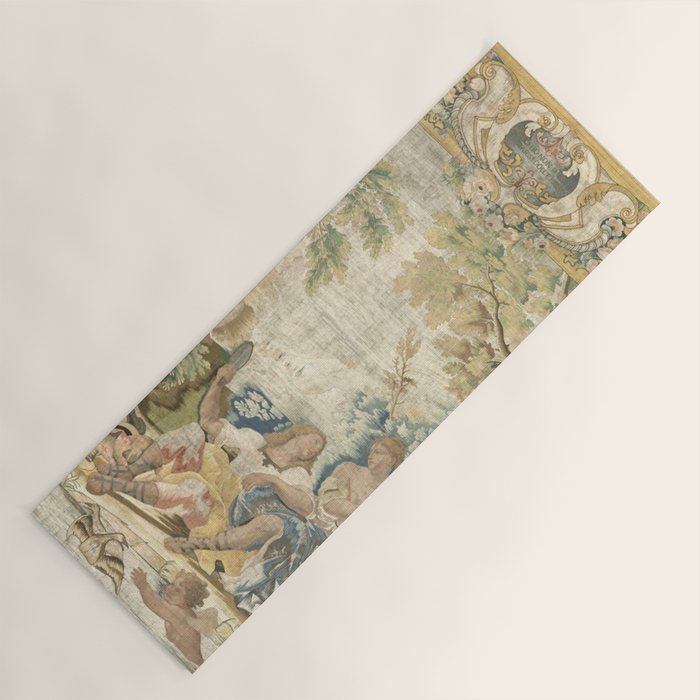 Antique 17th Century Romantic Warrior Italian Tapestry Yoga Mat Gallery Image 1
