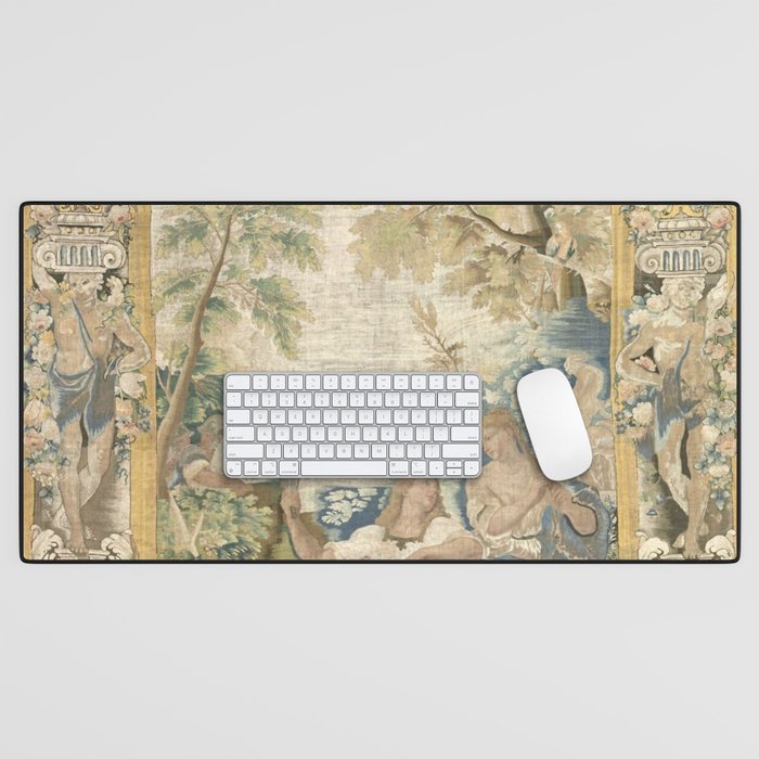 Antique 17th Century Romantic Warrior Italian Tapestry Desk Mat Gallery Image 1
