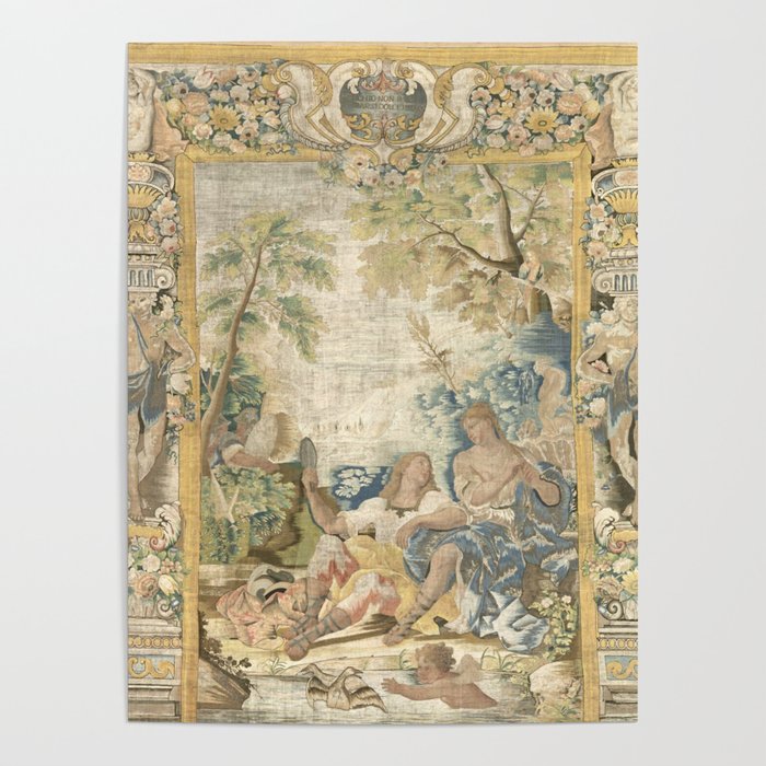 Antique 17th Century Romantic Warrior Italian Tapestry Poster Gallery Image 4