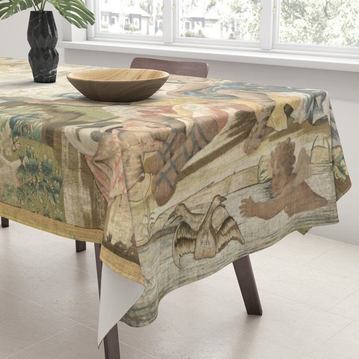Antique 17th Century Romantic Warrior Italian Tapestry Tablecloth Gallery Image 3