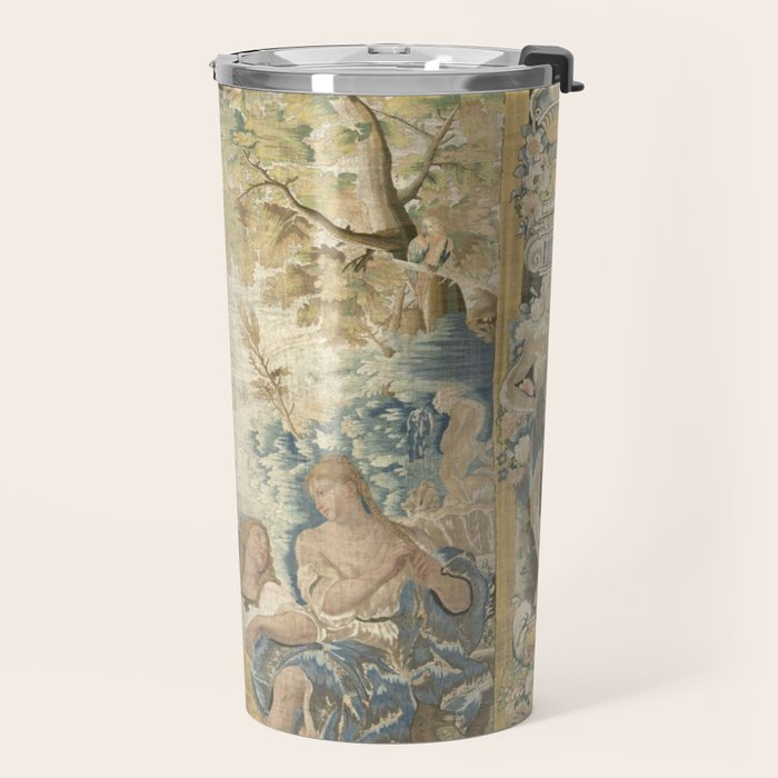 Antique 17th Century Romantic Warrior Italian Tapestry Travel Mug Gallery Image 2