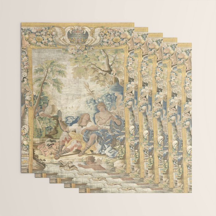 Antique 17th Century Romantic Warrior Italian Tapestry Wrapping Paper Gallery Image 3