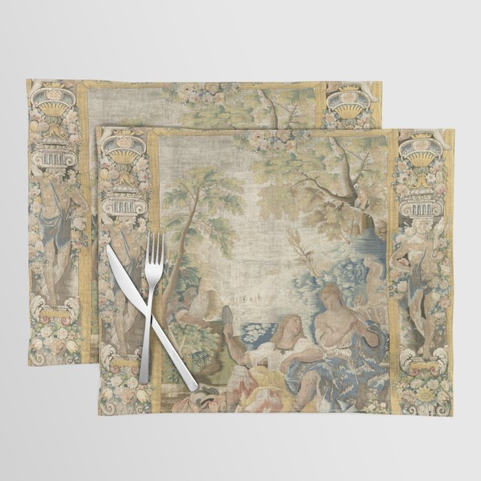 Antique 17th Century Romantic Warrior Italian Tapestry Placemat Gallery Image 1