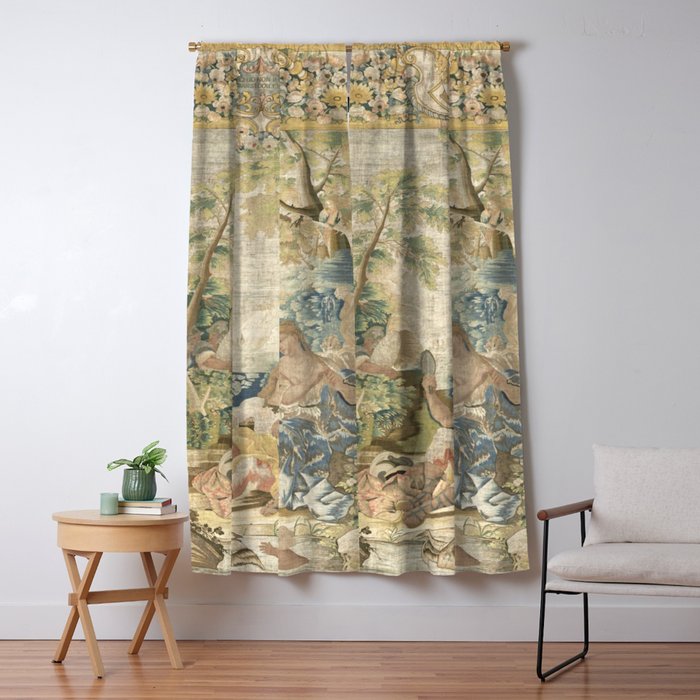 Antique 17th Century Romantic Warrior Italian Tapestry Window Curtain Gallery Image 5