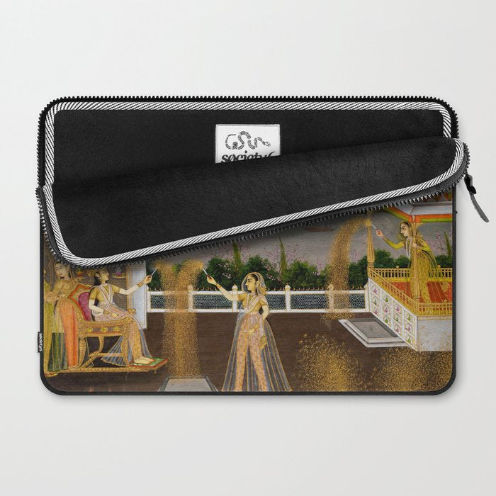 Royal Women Celebrating Diwali Indian Miniature Painting  Laptop Sleeve Gallery Image 2