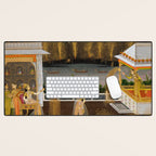 Royal Women Celebrating Diwali Indian Miniature Painting  Desk Mat Gallery Image 1