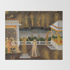 Royal Women Celebrating Diwali Indian Miniature Painting  Throw Blanket Gallery Image 2