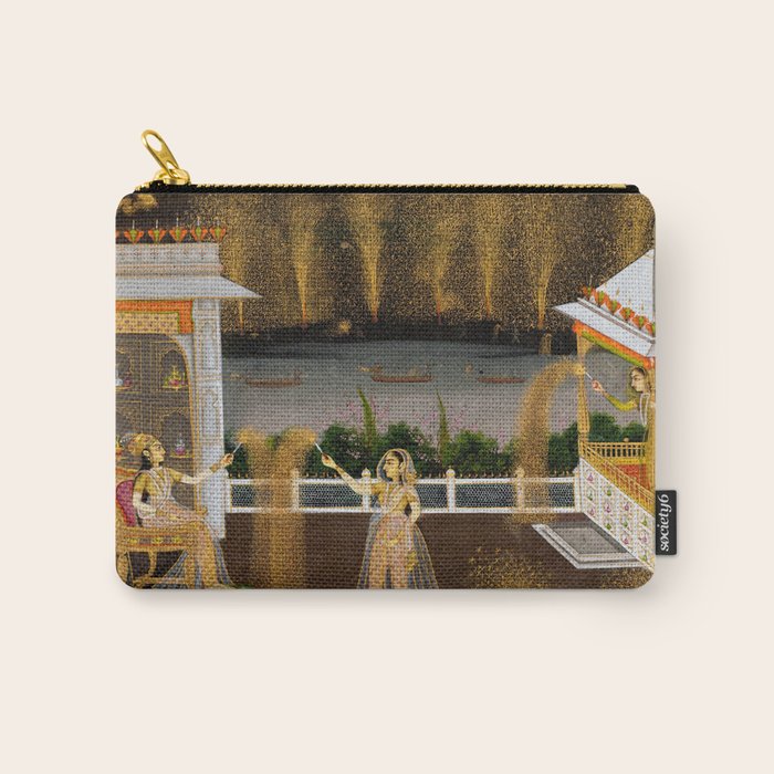 Royal Women Celebrating Diwali Indian Miniature Painting  Carry All Pouch Gallery Image 1